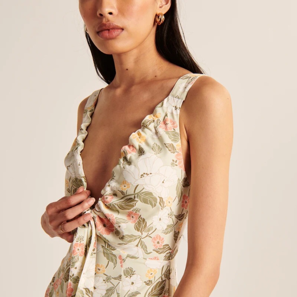Abercrombie & Fitch Cinched Neck Slip Midi Dress - Picture 2 of 8